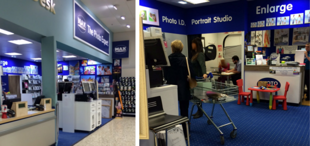 Photo of Max Spielmann store in Newbury showing people waiting and one participant receiving support